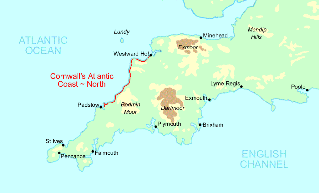 Cornwall's Atlantic Coast North Trail Running map